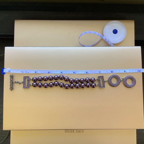Heidi Daus Double Row Strand Glass Pearl and Crystal Toggle Bracelet Aubergine - Picture 7 of 12